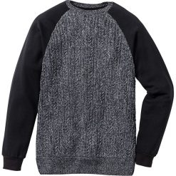 Swetry klasyczne męskie: Sweter z rękawami i tyłem z dzianiny dresowej Slim Fit bonprix czarny