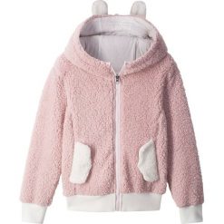Bluza rozpinana z polaru baranka z kapturem bonprix pastelowy jasnoróżowy. Różowe bluzy dziewczęce bonprix, bez wzorów, z polaru, bez rękawów, z kapturem. Za 44,99 zł.