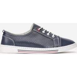 Granatowe Skórzane Trampki Menaal. Niebieskie buty sportowe damskie Renee, ze skóry, sportowe. Za 119,99 zł.