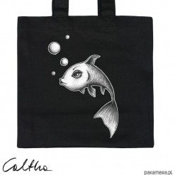 Ryba - torba premium. Czarne shopper bag damskie Pakamera, z materiału. Za 79,00 zł.