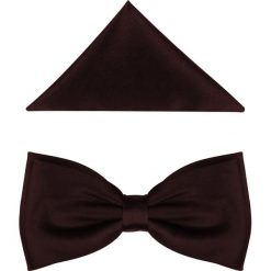 Brązowa / czekoladowa muszka męska szeroka z poszetką B29. Pomarańczowe muszki męskie Modini Moda Męska, na co dzień, bez wzorów, z tkaniny, eleganckie. Za 45,00 zł.