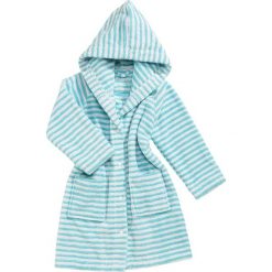 Szlafrok "Baby Stripe" w kolorze turkusowo-białym. Niebieskie bielizna chłopięca Vossen, w paski, z bawełny. W wyprzedaży za 109,95 zł.