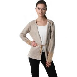 Kardigan w kolorze beżowym. Brązowe swetry damskie Far Far Fashion, Ryłko by Agnes&Paul, bez wzorów. W wyprzedaży za 79,95 zł.