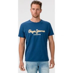 Pepe Jeans Merton Koszulka Niebieski. Niebieskie podkoszulki męskie Pepe Jeans, xxl, z nadrukiem, z bawełny, z krótkim rękawem. Za 180,95 zł.
