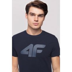 T-shirt męski TSM303 - granat. Czarne koszulki męskie 4f, m, bez wzorów, bez kołnierzyka. Za 49,99 zł.