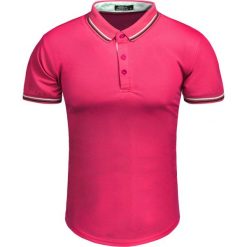Koszulka polo męska różowa slim Recea. Różowe koszulki męskie Recea, xl, bez wzorów, z bawełny, bez rękawów. Za 24,99 zł.