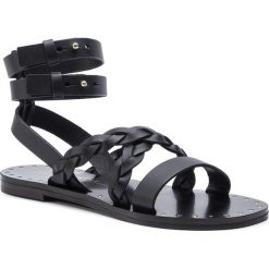 Sandały WEEKEND MAXMARA - Dindi 552107946 Nero 003. Czarne klapki damskie WEEKEND MaxMara, z aplikacjami, ze skóry, bez obcasa, na obcasie. W wyprzedaży za 559,00 zł.