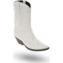 KOWBOJKI Emporio Armani. Białe botki damskie ze skóry. Za 1685,40 zł.