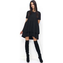 Czarna Sukienka Casual z Falbankami. Czarne sukienki balowe marki Molly.pl, na co dzień, m, z falbankami, z krótkim rękawem, mini, oversize. Za 119,90 zł.