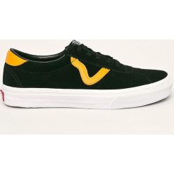 Vans - Tenisówki skórzane. Czarne trampki i tenisówki damskie Vans, bez wzorów, ze skóry, na sznurówki. W wyprzedaży za 279,90 zł.