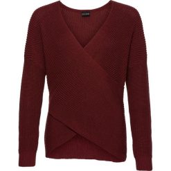 Sweter dzianinowy z efektem założenia kopertowego bonprix czerwony rubinowy. Szare swetry klasyczne damskie marki Reserved, l, z dekoltem w serek. Za 89,99 zł.
