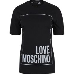 T-shirt Love Moschino. Czarne koszulki damskie s, bez wzorów, z włoskim kołnierzykiem, bez rękawów. Za 219,00 zł.