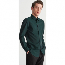 Bawełniana koszula slim fit - Turkusowy. Niebieskie koszule męskie slim marki Reserved, m, z bawełny. Za 119,99 zł.