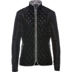 Kurtka pikowana z nadrukiem w cętki leoparda bonprix czarny. Czarne kurtki damskie bonprix, z nadrukiem, bez kaptura. Za 149,99 zł.