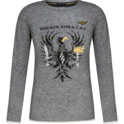 Sweter AERONAUTICA MILITARE Szary. Szare swetry klasyczne damskie marki Aeronautica Militare, z wełny, z włoskim kołnierzykiem. Za 399,00 zł.