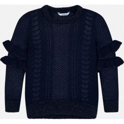 Mayoral - Sweter dziecięcy 152-167 cm. Niebieskie swetry dziewczęce Mayoral, z dzianiny, z okrągłym kołnierzem, krótkie. W wyprzedaży za 79,90 zł.