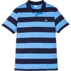 Shirt polo z małym haftem, krótki rękaw bonprix jasnoniebiesko-ciemnoniebieski w paski. Niebieskie koszulki męskie bonprix, xl, w paski, z bawełny, polo, z krótkim rękawem, krótkie. Za 49,99 zł.