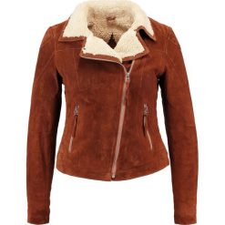 Freaky Nation TEDDY STAR Kurtka skórzana cognac. Pomarańczowe kurtki damskie Freaky Nation, l, bez wzorów, ze skóry. Za 579,00 zł.