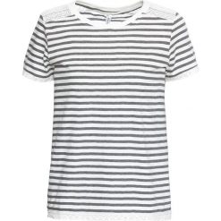 Shirt z koronkową wstawką bonprix kremowo-szary melanż w paski. Brązowe koszulki damskie bonprix, w paski, z koronki, bez kołnierzyka, bez rękawów. Za 59,99 zł.