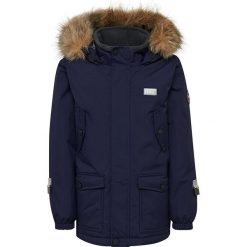 Kurtka zimowa w kolorze granatowym. Niebieskie kurtki chłopięce Legowear, na zimę, bez wzorów, bez kaptura. W wyprzedaży za 279,95 zł.