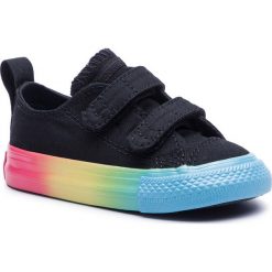 Tenisówki CONVERSE - Ctas 2V Ox 764277C Black/Racer Pink/Gnarly Blue. Czarne trampki dziewczęce Converse, bez wzorów, z gumy, na rzepy. W wyprzedaży za 139,00 zł.