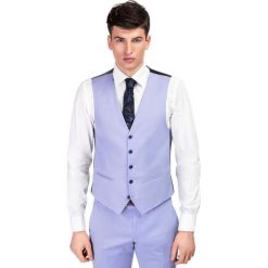 Kamizelka GREGORIO GKNS900018. Niebieskie kamizelki garniturowe męskie Giacomo Conti, w paski, z elastanu, wizytowe. Za 299,00 zł.