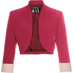 Bolerko Premium z rękawami 3/4 bonprix ciemnoczerwono-matowy beżowy. Czerwone żakiety damskie bonprix, bez wzorów. Za 129,99 zł.