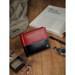 Portfel męski skórzany RFID Rovicky N01-VT2 czarno-czerwony - czarny / czerwony. Czerwone portfele męskie ROVICKY, bez wzorów. Za 64,99 zł.