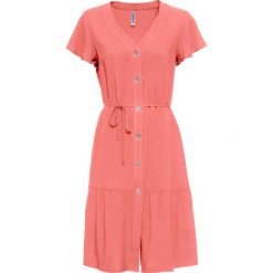 Sukienka z guzikami bonprix dymny koralowy. Różowe sukienki damskie bonprix, bez wzorów, bez kołnierzyka, z krótkim rękawem, krótkie, mini. Za 42,99 zł.