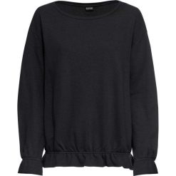 Bluza dresowa bonprix czarny. Czarne bluzy damskie bonprix, z dresówki, eleganckie, bez kaptura. Za 79,99 zł.