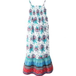 Letnia sukienka bonprix biały z nadrukiem. Białe sukienki dziewczęce marki bonprix, na lato, z nadrukiem, bez rękawów. Za 79,99 zł.