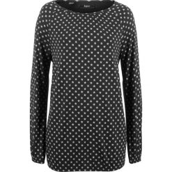 Shirt, długi rękaw bonprix czarny z nadrukiem. Czarne koszulki damskie marki bonprix, z nadrukiem, bez kołnierzyka, z długim rękawem. Za 34,99 zł.
