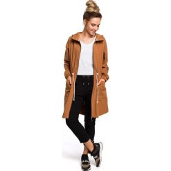 Długa bluza z kapturem - karmelowa. Bluzy damskie Moe, s, bez wzorów, z elastanu, z długim rękawem, długie, z kapturem. Za 249,00 zł.
