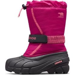 Sorel śniegowce chłopięce Youth Flurry 4,5 Deep Blush, Tropic Pink. Różowe buty chłopięce sportowe Sorel, na zimę, bez zapięcia. Za 309,00 zł.