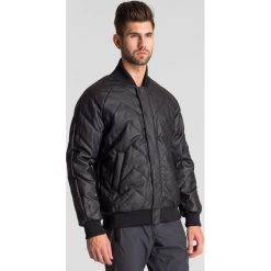 Czarna bomberka męska. Czarne płaszcze męskie EA7 Emporio Armani, xl, z aplikacjami, ze skóry ekologicznej, bez kaptura. Za 571,60 zł.