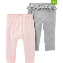 Spodnie (2 pary) w kolorze różowo-szarym. Spodnie niemowlęce Carter's. W wyprzedaży za 42,95 zł.