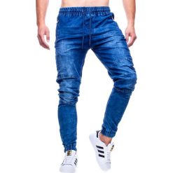 Spodnie męskie joggery jeansowe Recea. Niebieskie spodnie męskie Recea, na co dzień, xl, bez wzorów, z bawełny. Za 79,99 zł.
