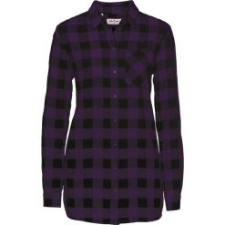 Długa bluzka flanelowa bonprix ciemny lila - czarny. Fioletowe bluzki longsleeves bonprix. Za 79,99 zł.