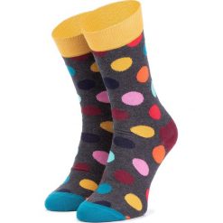 Skarpety Wysokie Unisex HAPPY SOCKS - BDO01-9800 Kolorowy Szary. Szare skarpetki damskie Happy Socks, bez wzorów, z elastanu. Za 39,90 zł.