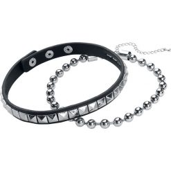 Naszyjniki damskie: Blackheart Gothic Choker Set Naszyjnik czarny/odcienie srebrnego