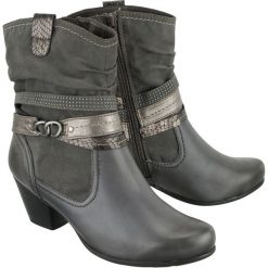 JANA 25327-21 206 graphite, botki damskie. Szare botki damskie Jana, ze skóry, bez obcasa, z paskami. Za 319,90 zł.