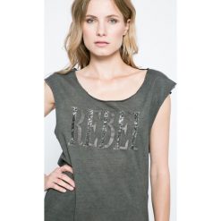 Only - Top. Szare topy damskie ONLY, m, z nadrukiem, z bawełny, z okrągłym kołnierzem. W wyprzedaży za 34,90 zł.