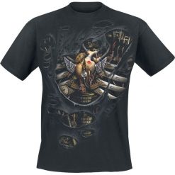Spiral Steam Punk Ripped T-Shirt czarny. Czarne koszulki męskie Spiral, l, z nadrukiem, z bawełny, z okrągłym kołnierzem. Za 74,90 zł.