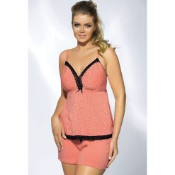 Elegancka, damska piżama Balmy z usztywnianymi miseczkami. Czarne piżamy damskie Avalingerie, w koronkowe wzory, z elastanu, bez rękawów. Za 76,14 zł.