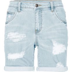 Szorty dżinsowe bonprix jasnoniebieski "bleached". Niebieskie bermudy damskie bonprix, z jeansu. Za 109,99 zł.