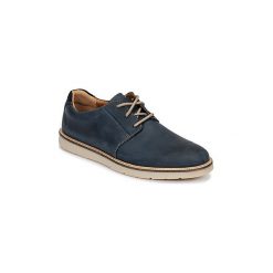 Derby Clarks GRANDIN PLAIN. Niebieskie półbuty męskie marki Clarks, bez wzorów, bez zapięcia. Za 349,00 zł.