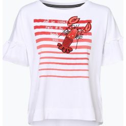 Marc Cain Collections - T-shirt damski, biały. Białe t-shirty damskie Marc Cain Collections, s, z nadrukiem, z falbankami. Za 699,95 zł.