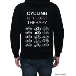Bluza, dwustronny nadruk. Cycling is the best. Czarne bluzy męskie Pakamera, m, z nadrukiem, z kapturem, bez rękawów, z kapturem. Za 199,00 zł.