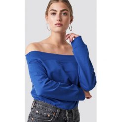 Rut&Circle Bluza z odkrytymi ramionami - Blue. Niebieskie bluzy damskie marki Rut&Circle, bez wzorów, z długim rękawem, długie, bez kaptura. W wyprzedaży za 48,57 zł.