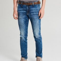 Jeansy slim - Niebieski. Niebieskie jeansy męskie Cropp, m, bez wzorów. Za 119,99 zł.